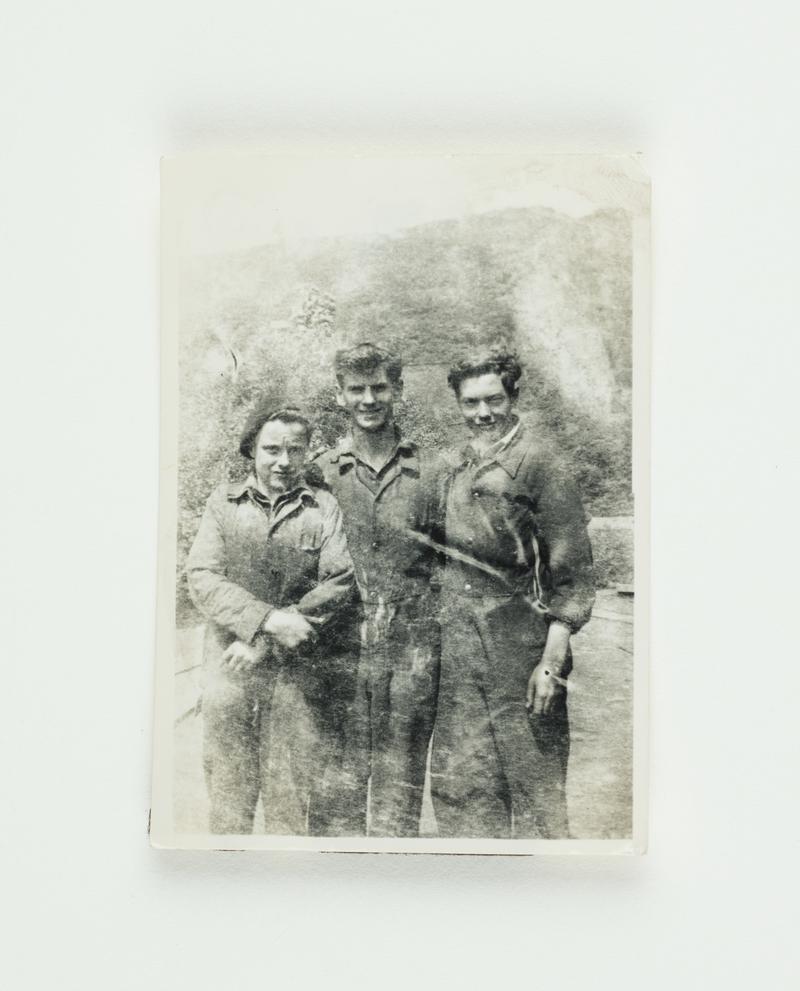 Three members of staff at the Dinorwig Quarry Workshop, Llanberis. From left to right are Elwyn Wilson Jones, Arfon Jones and Ken Williams.
