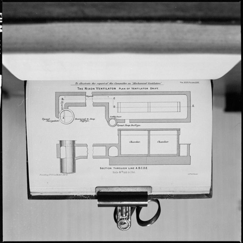Black and white film negative showing a plan of the ventilator drift, Deep Duffryn Colliery.  &#039;Deep Duffryn&#039; is transcribed from original negative bag.