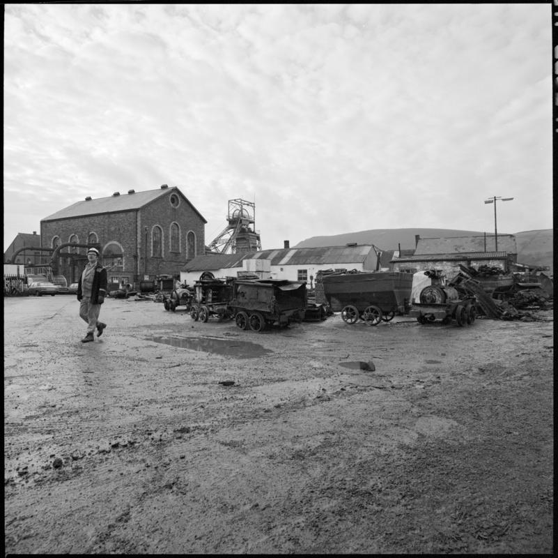 Black and white film negative showing a surface view of Coegnant Colliery taken from the yard, 25 November 1981.  &#039;Coegnant 25 Nov 1981&#039; is transcribed from original negative bag.