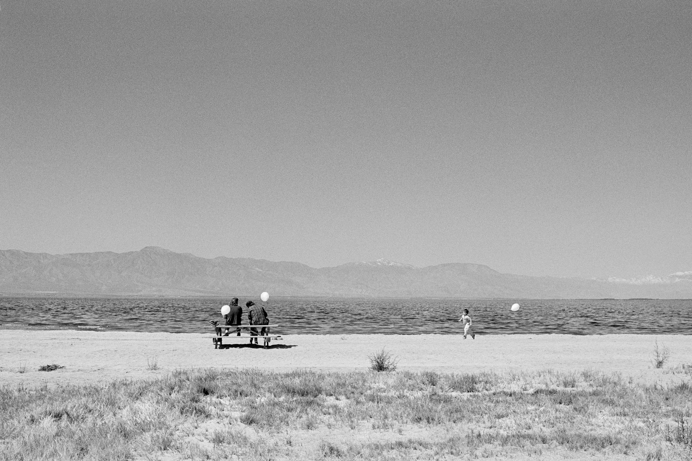 Salton Sea. Actually sea level -220ft. It is a favourite holiday for Mexican Americans and poor white families. California, USA