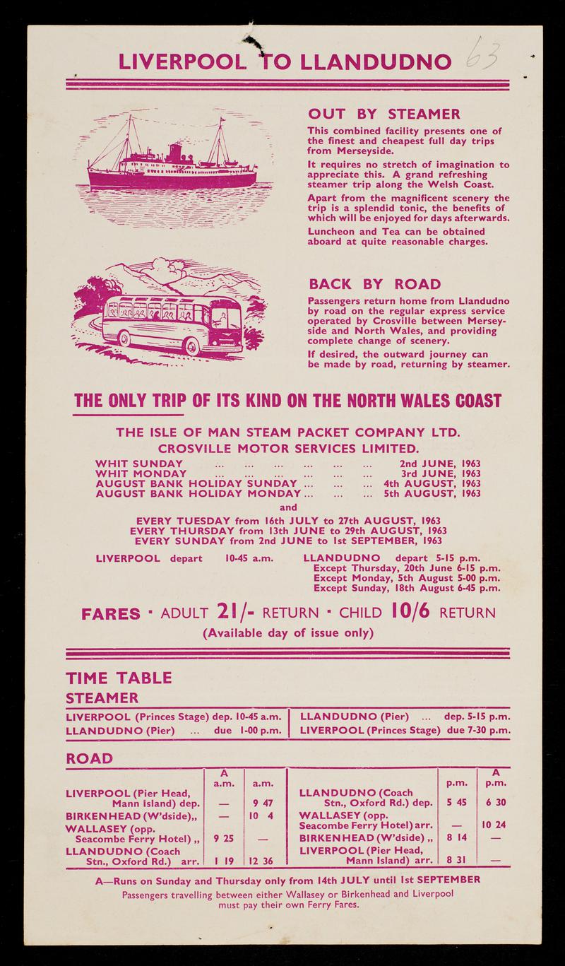 Isle of Man Steam Packet Co. Ltd. handbill (front)