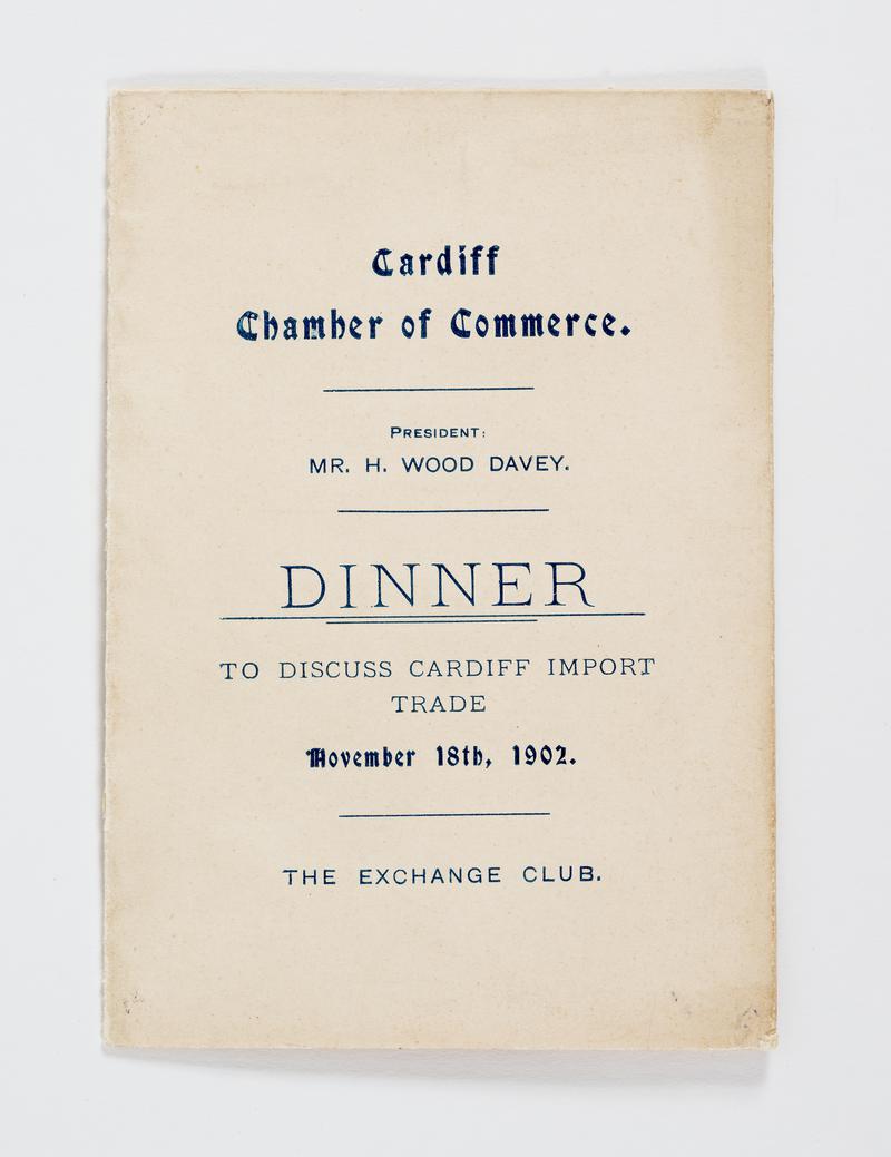 Cardiff Chamber of Commerce, menu