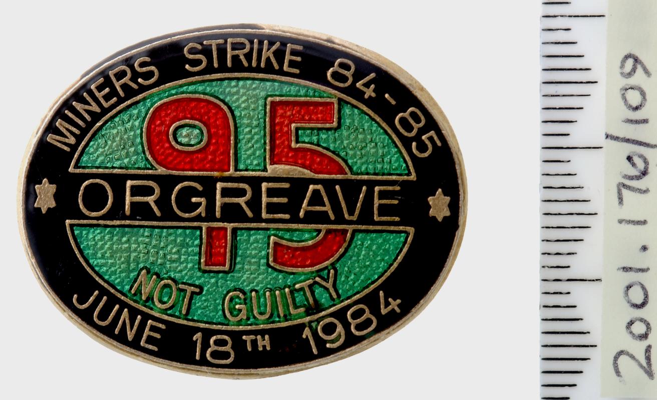 N.U.M Orgreave picket badge
