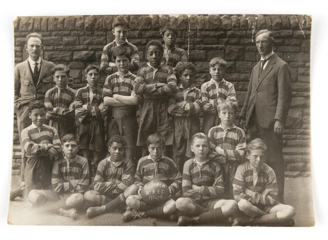 Group of pupils of South Church Street School, Butetown, 1924-25. Mr Bull was headmaster at this time.