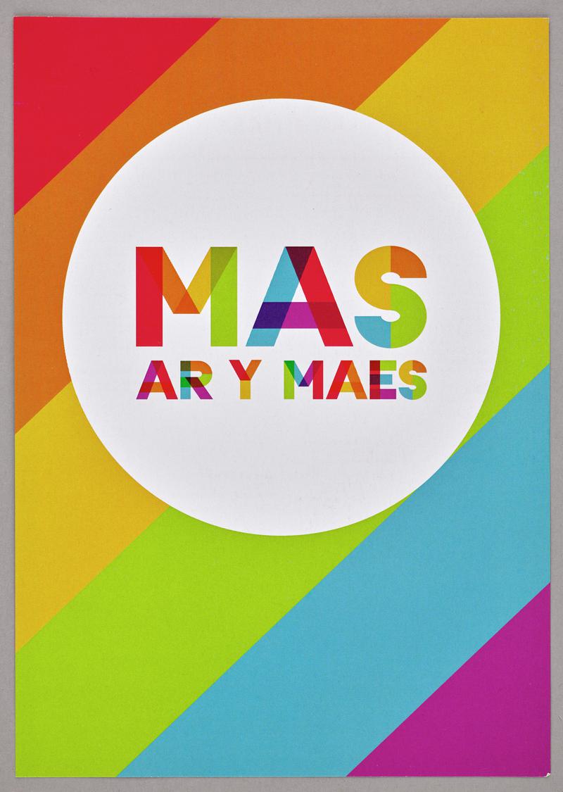 Leaflet showing programme for &#039;Mas ar y Maes&#039; events at the National Eisteddfod&#039;, Caerdydd / Cardiff, 4-11 Awst 2018  (front)