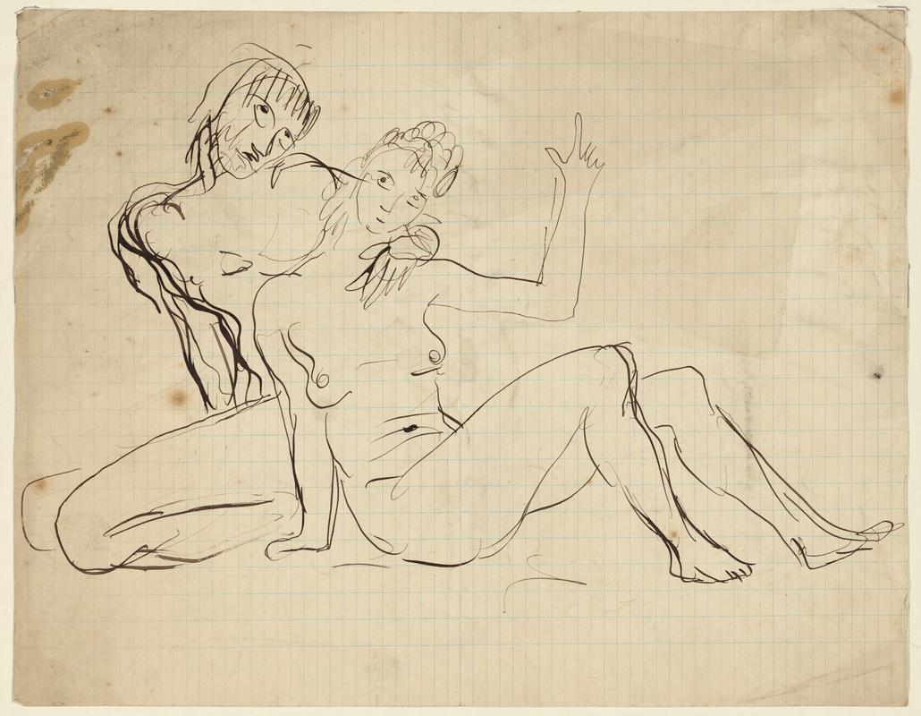 Seated Woman and Kneeling Man
