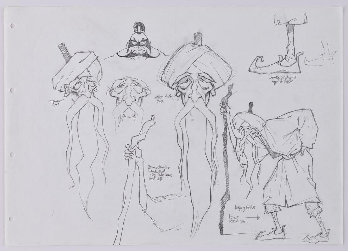 Turandot animation production sketch of the character Timur.