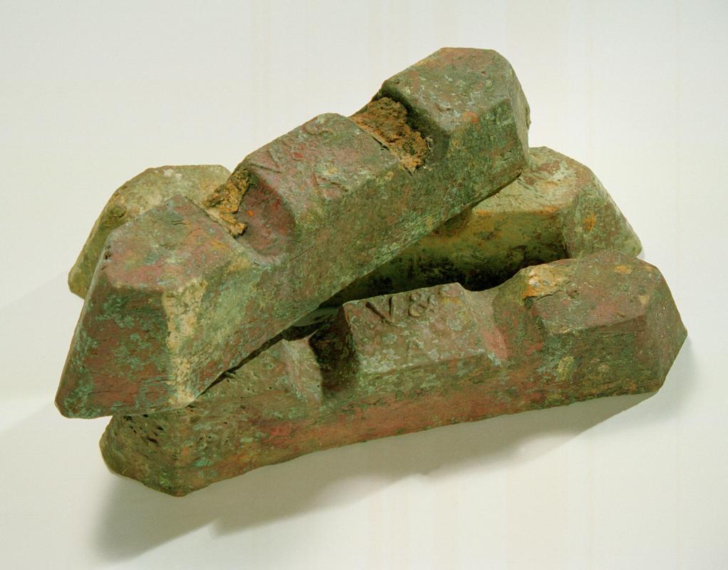 Copper Ingots (from Vivian and Sons, Swansea) recovered from the wreck of ss BENAMAIN
