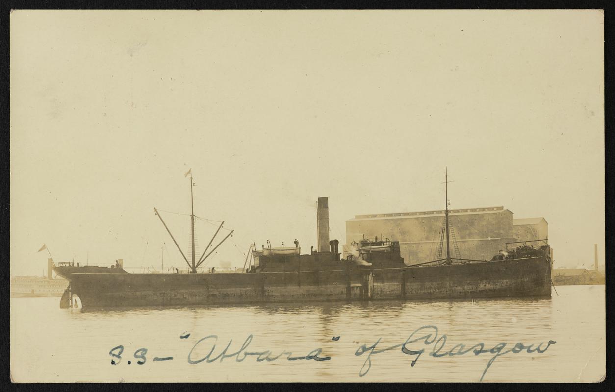 Real photograph postcard showing full starboard beam view of S.S. ATBARA. Postmarked Baltimore 1913.