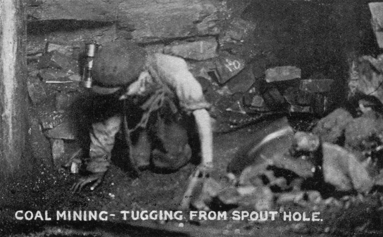 Postcard : &quot;Coal Mining - Tugging From The Spout Hole&quot;