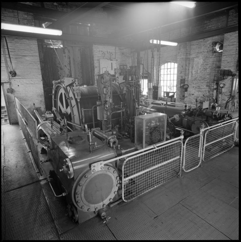 Black and white film negative showing the Andrew Barclay steam winder, Morlais Colliery 13 May 1981.  &#039;Morlais 13/5/81&#039; is transcribed from original negative bag.  Appears to be identical to 2009.3/2774.