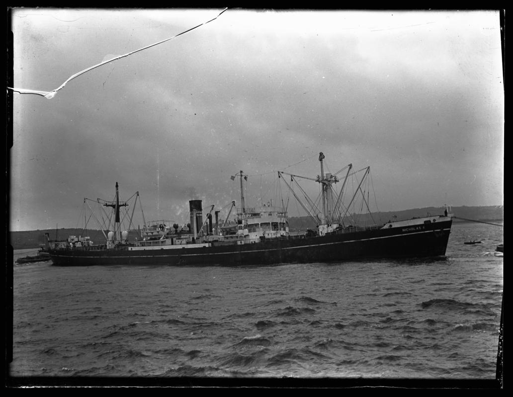 Starboard broadside view of S.S. NICHOLAS K, 24 November 1947.