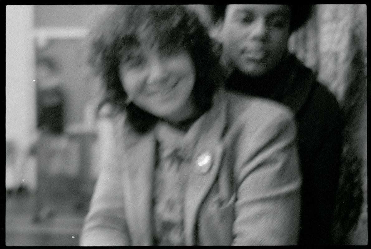 Julie Barnett (project photographer), with local youth at Butetown Youth Club.