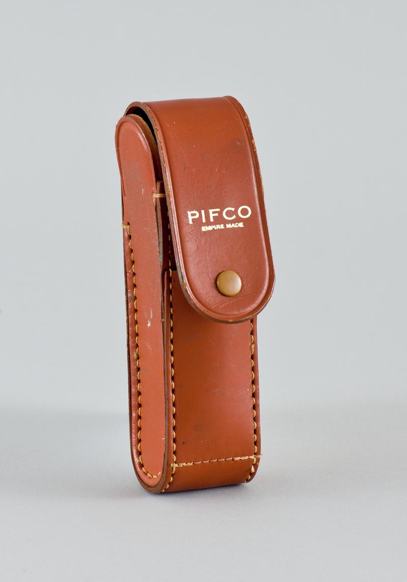Pifco&#039; torch and two screwdriver attachments in leather case.