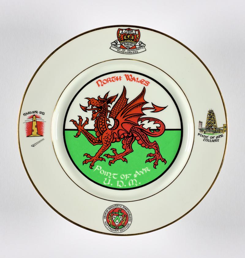 Commemorative ceramic plate ‘North Wales, Point of Ayr, U.D.M.’