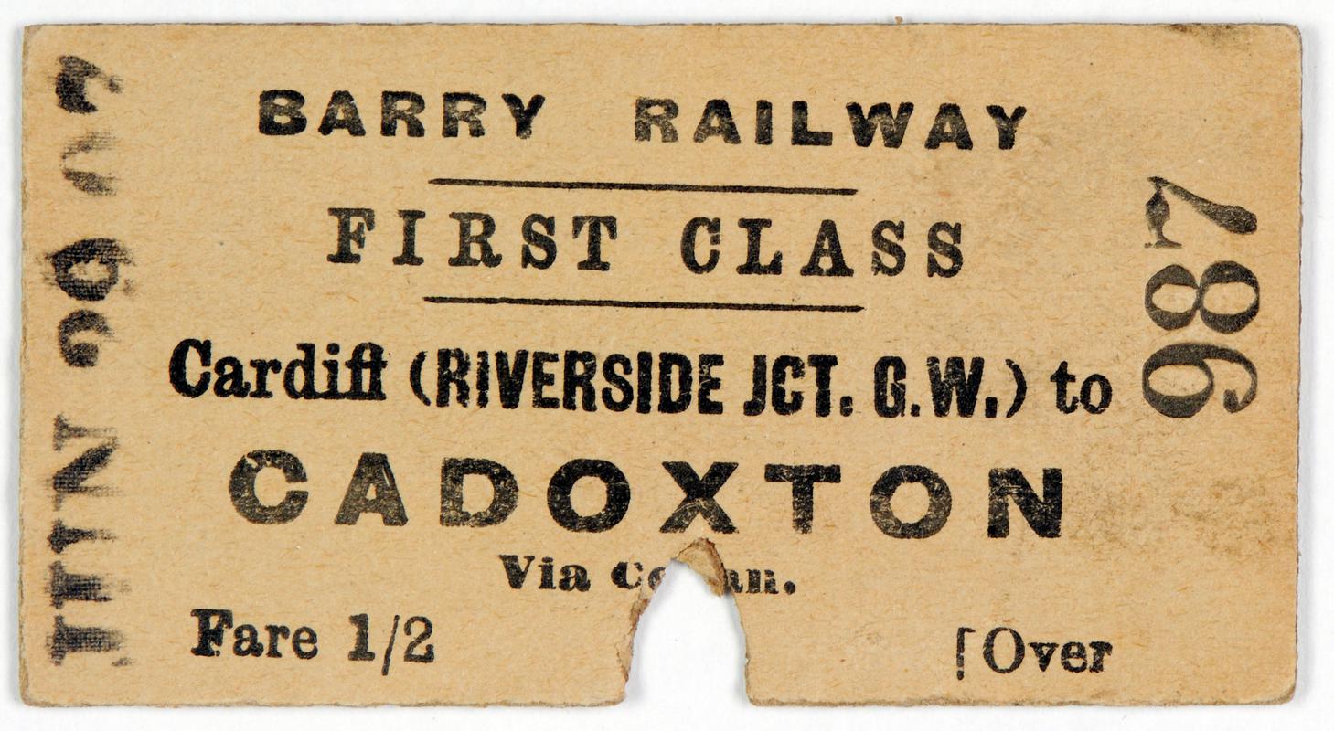 Barry Railway ticket (front)
