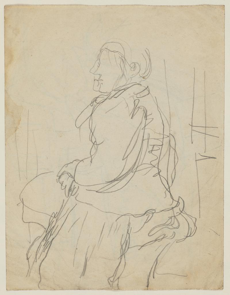 Woman seated with an umbrella