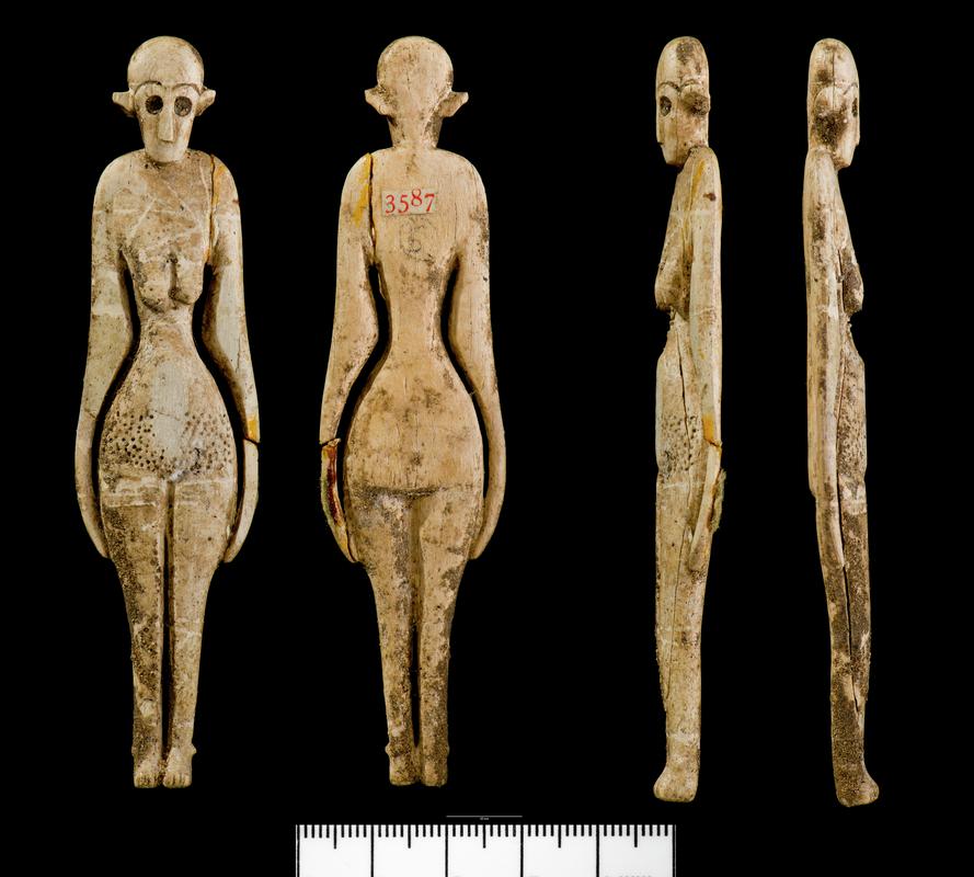 Shabti Figure - view from four sides. on pure black background so individual views can be cropped easily