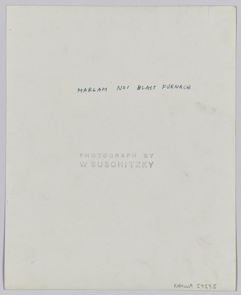 Back of Photographic Print with Annotations - photographs of steelworks and South Wales