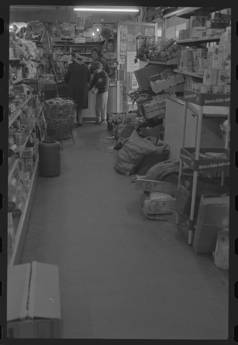 Interior of supermarket, Loudoun Square, Butetown.