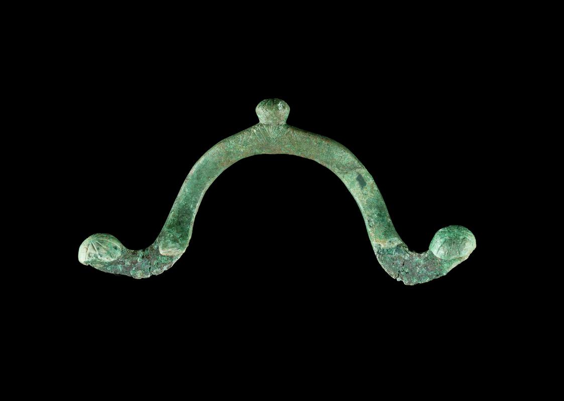 Roman copper alloy handle from bowl