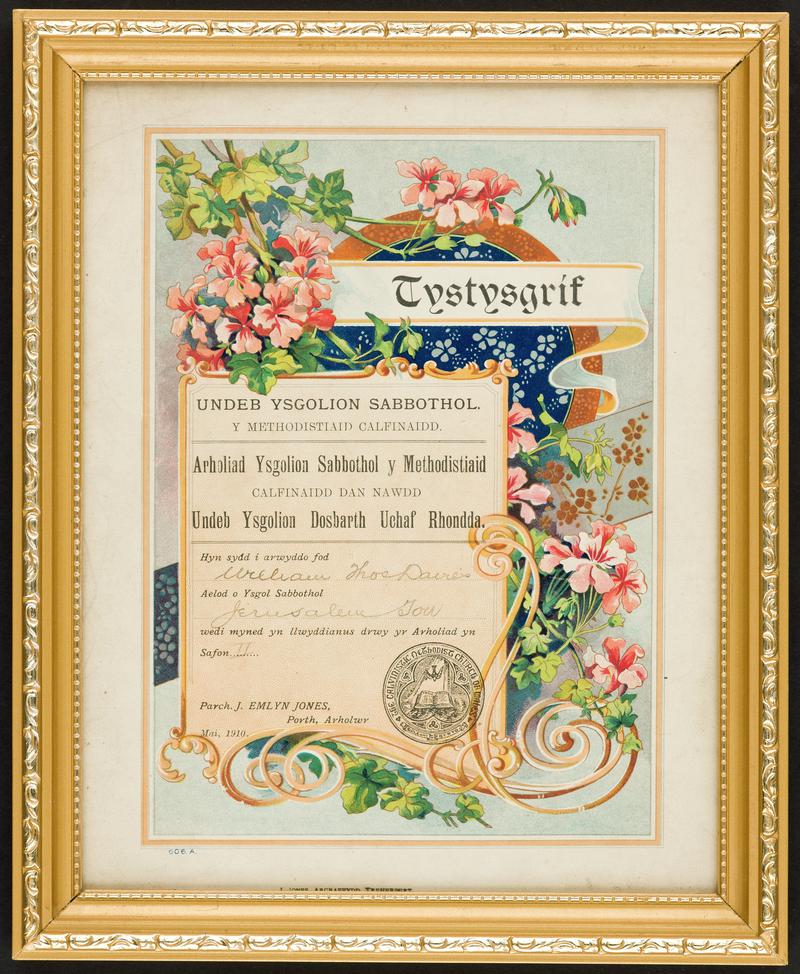 Certificate, Sunday School