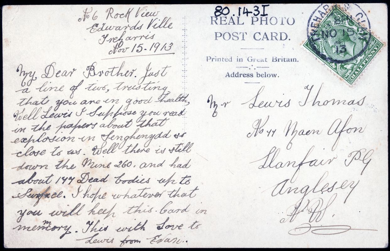 Pit Disaster at Senghenydd (postcard)