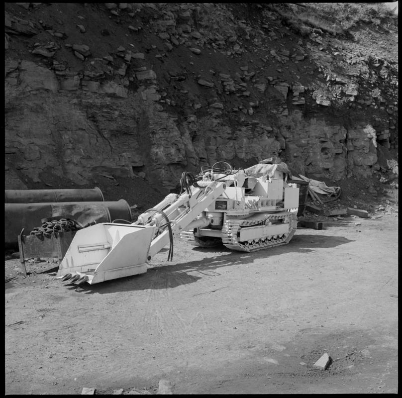 Black and white film negative showing a joy loader, Blaenserchan Colliery.  &#039;Blaenserchan&#039; is transcribed from original negative bag.