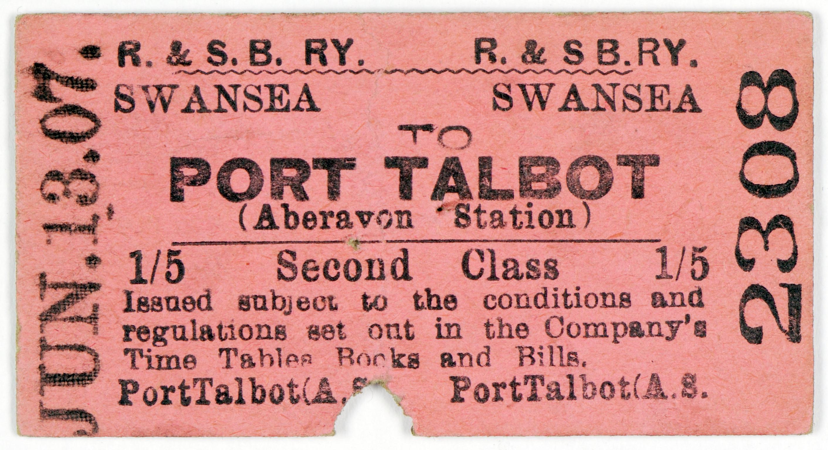 Rhondda & Swansea Bay Railway, ticket