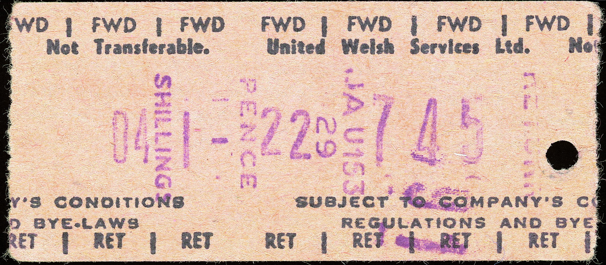 United Welsh services Ltd. bus ticket