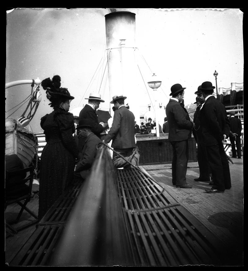 Scene on the deck of a Campbell paddle steamer