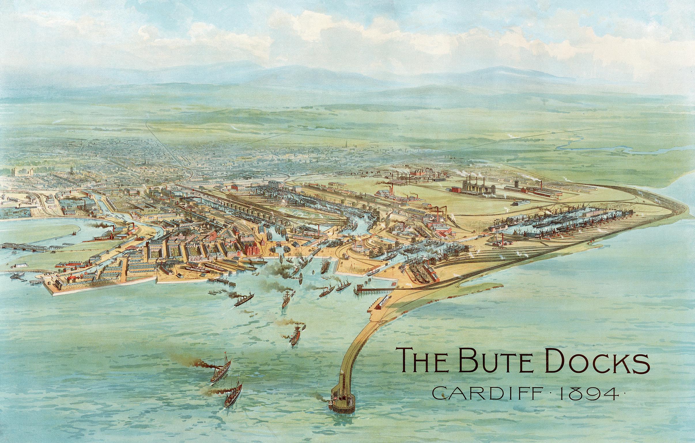 The Bute Docks Cardiff 1894 (print)