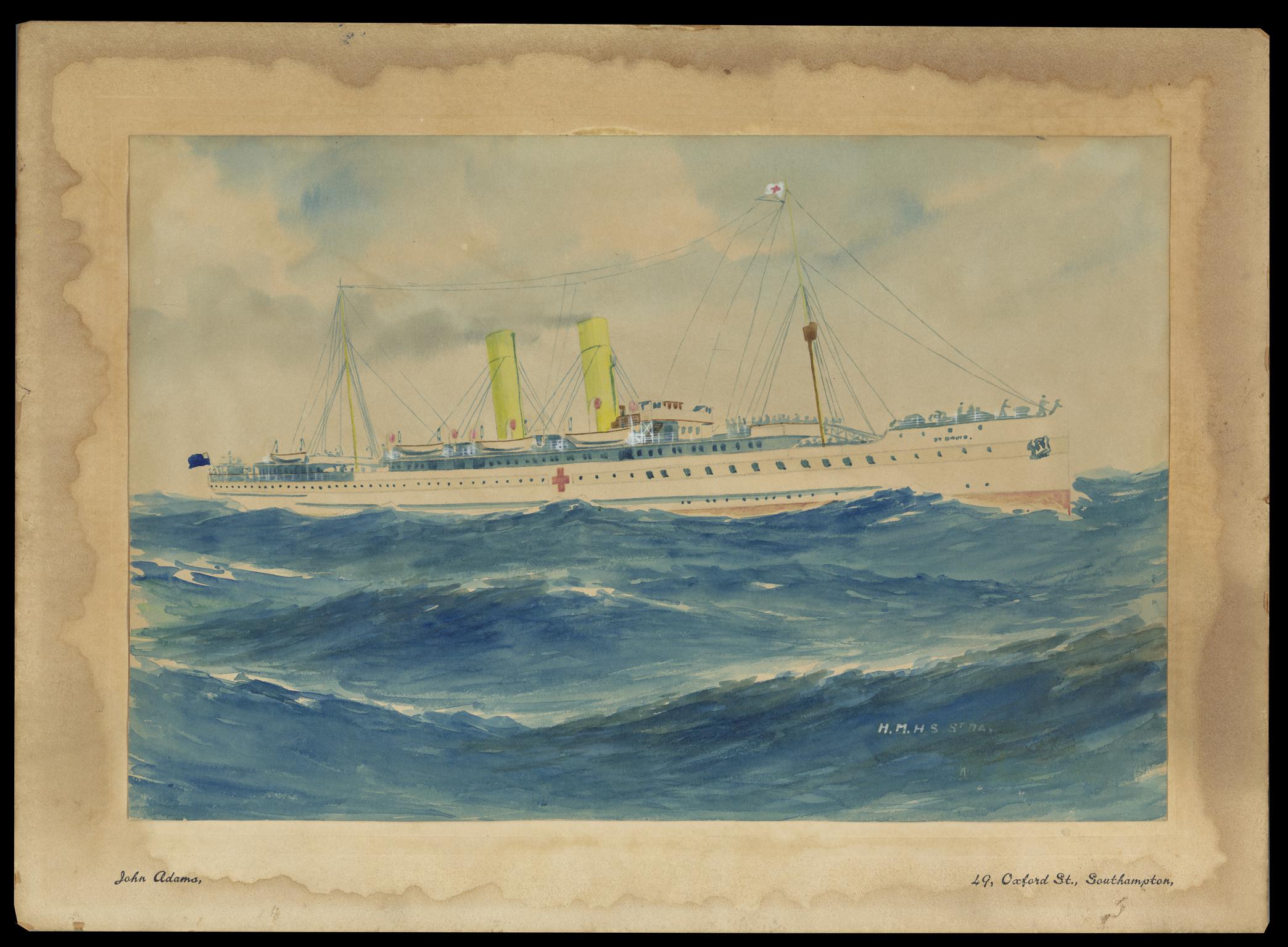 S.S. ST. DAVID - 1st W.W. Hospital Ship (painting)
