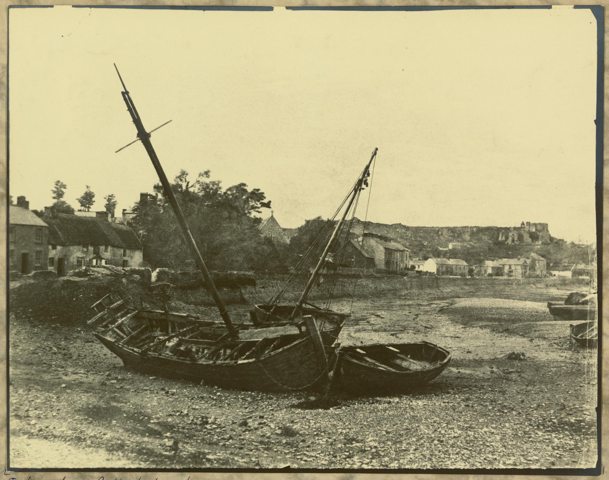 Oystermouth Castle (Two old boats ashore)