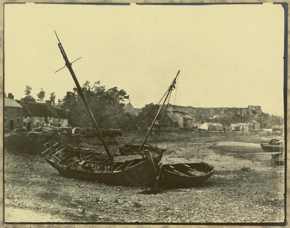 Oystermouth (Two old boats ashore)(1855-1860)