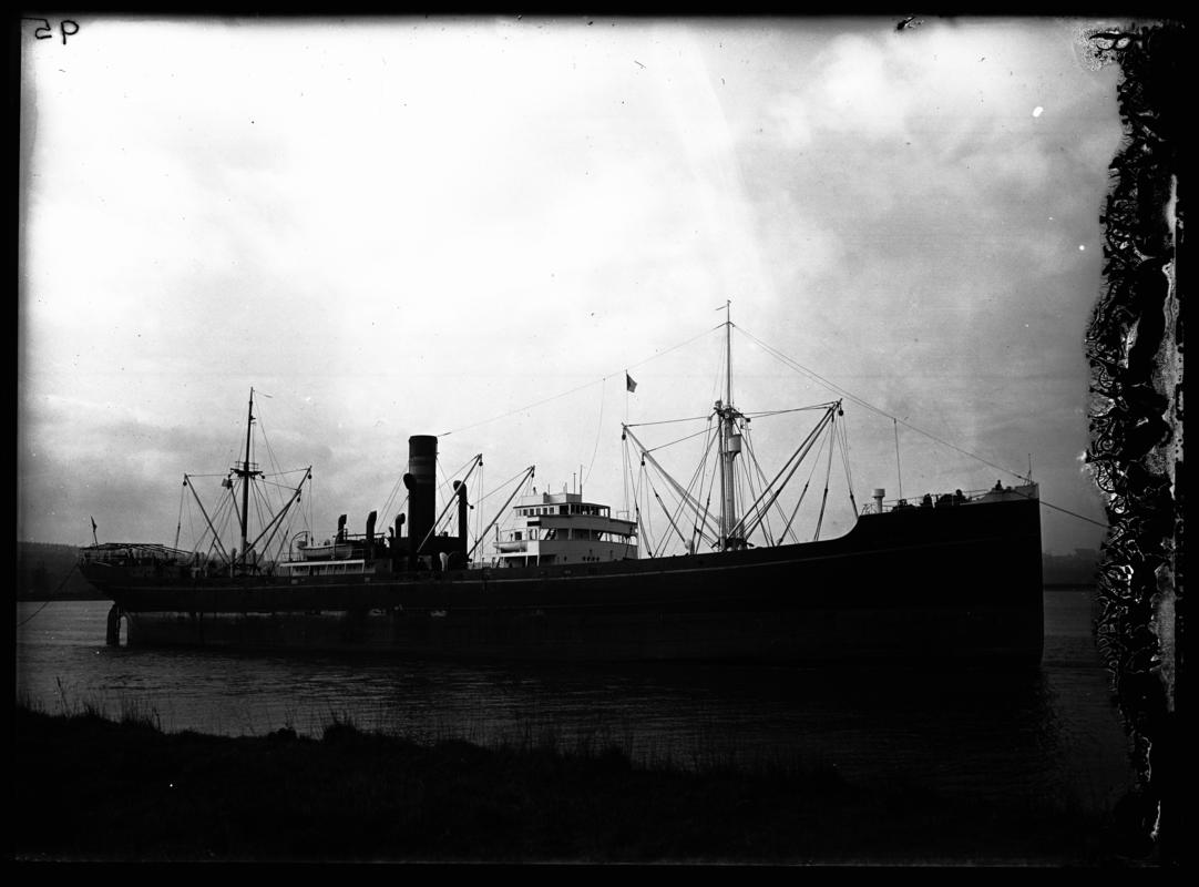 Starboard broadside view of S.S. MIGUEL DE LARRINAGA, c.1936.