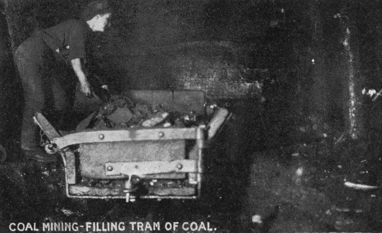 Postcard : &quot;Coal Mining - Filling Tram Of Coal&quot;