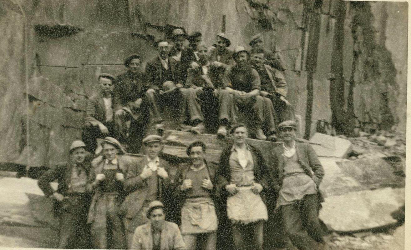 Group of quarrymen at Dinorwig Quarry