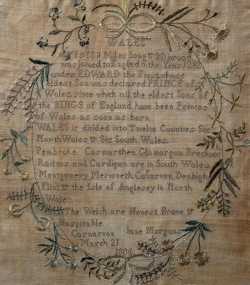 Sampler (verse), made in Caernarfon, 1808
