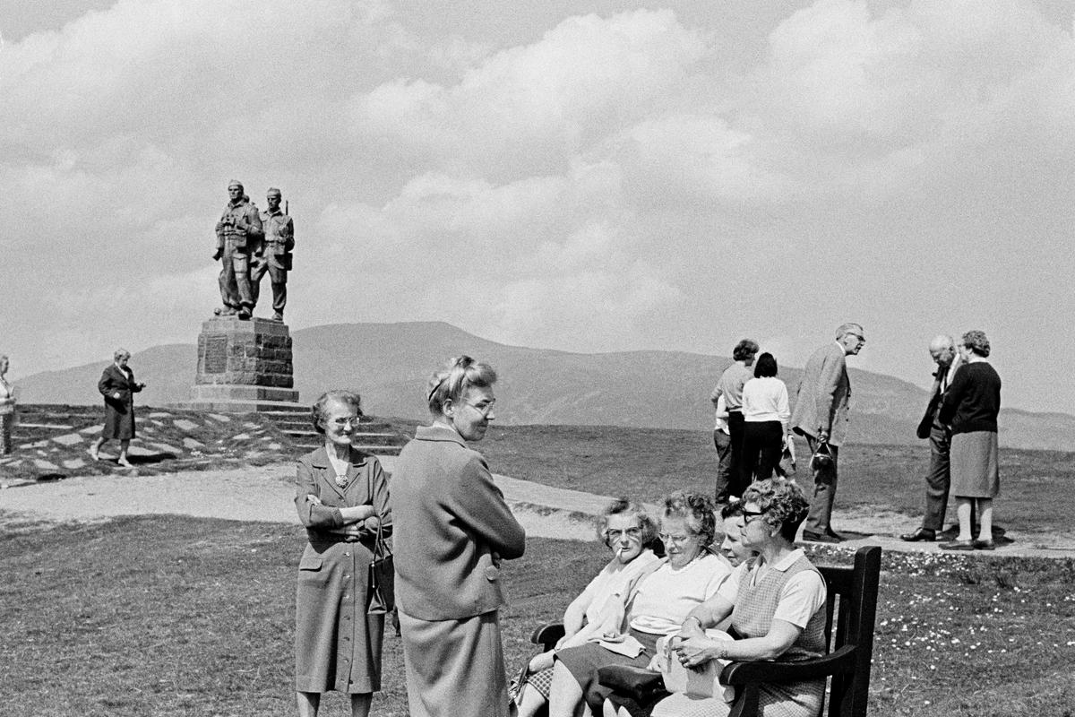 GB. SCOTLAND. The Commando Memorial is a Category A listed monument in Scotland, dedicated to the men of the original British Commando Forces raised during World War II. Situated around a mile from Spean Bridge village, it overlooks the training areas of the Commando Training Depot established in 1942 at Achnacarry Castle. 1967.