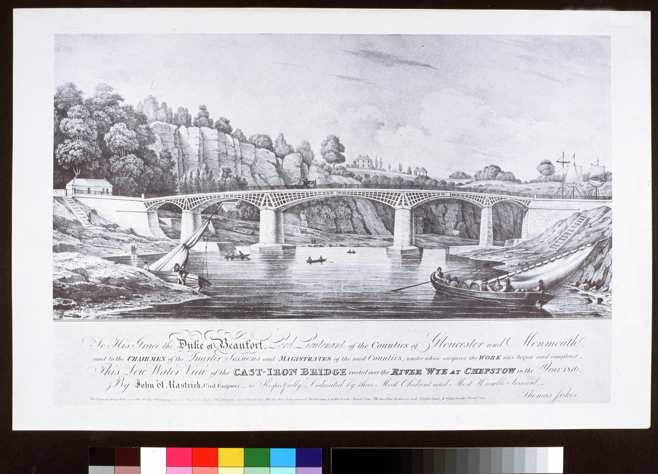 Cast-iron bridge over River Wye at Chepstow, poster