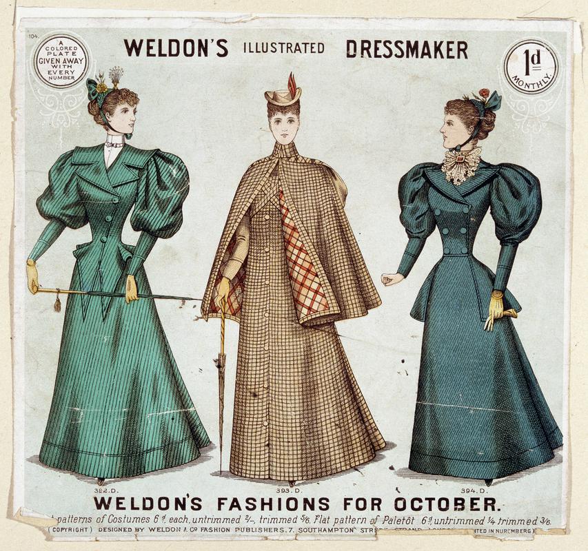 Fashion plate, Weldon&#039;s Fashions for October, c. 1895