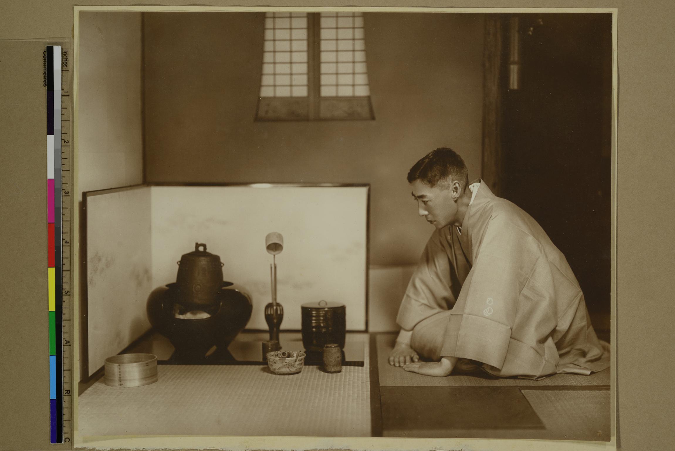 A Cha no yu Master observing the Implements