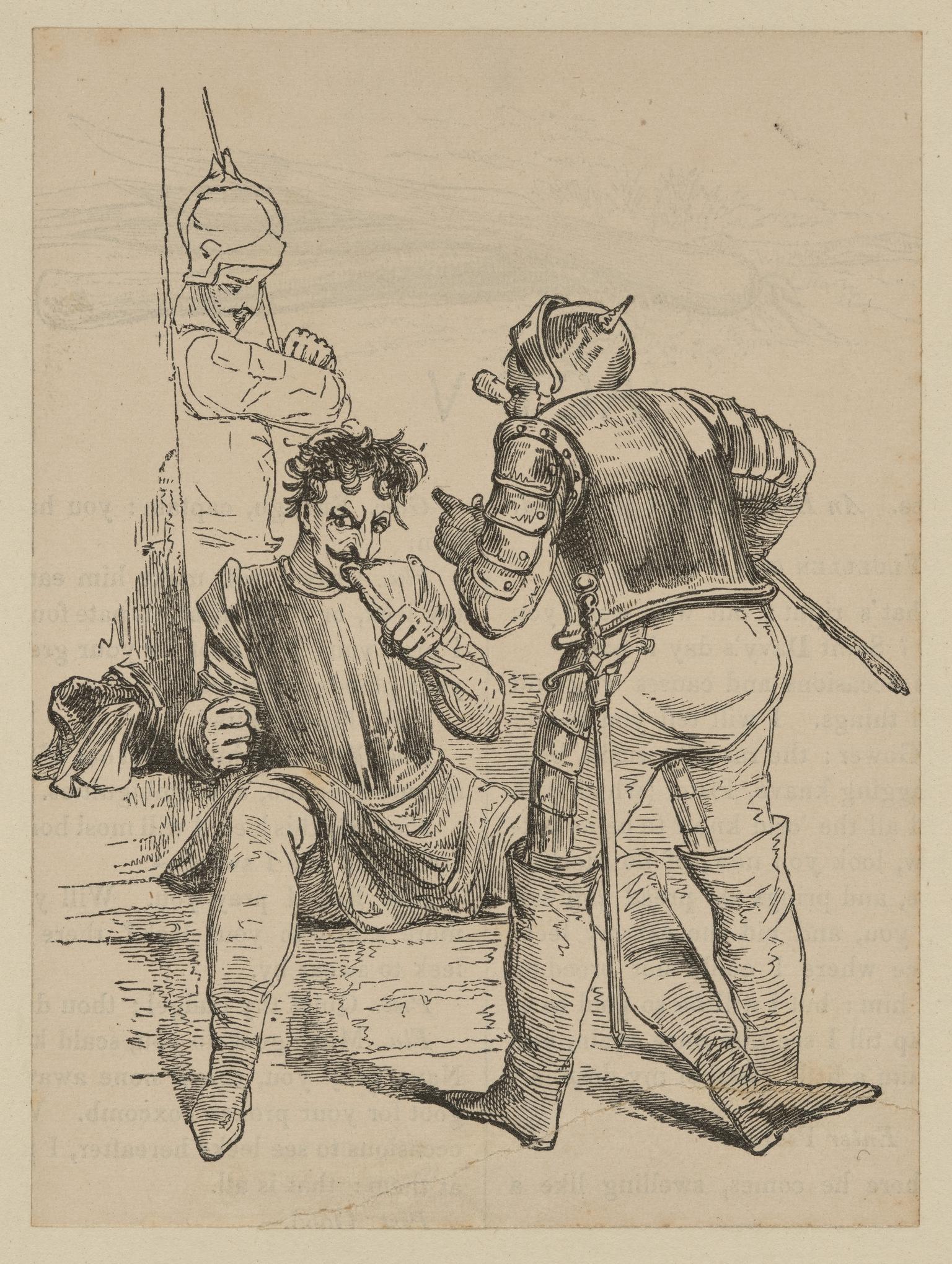 Fluellen forcing Pistol to eat the leek (Henry V)