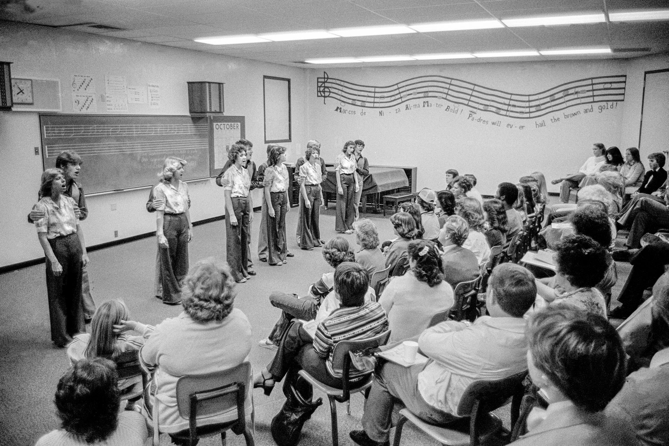 Parents open day at Marcos de Niza High School in Tempe. The school choir gives a recital. Tempe, Arizona USA