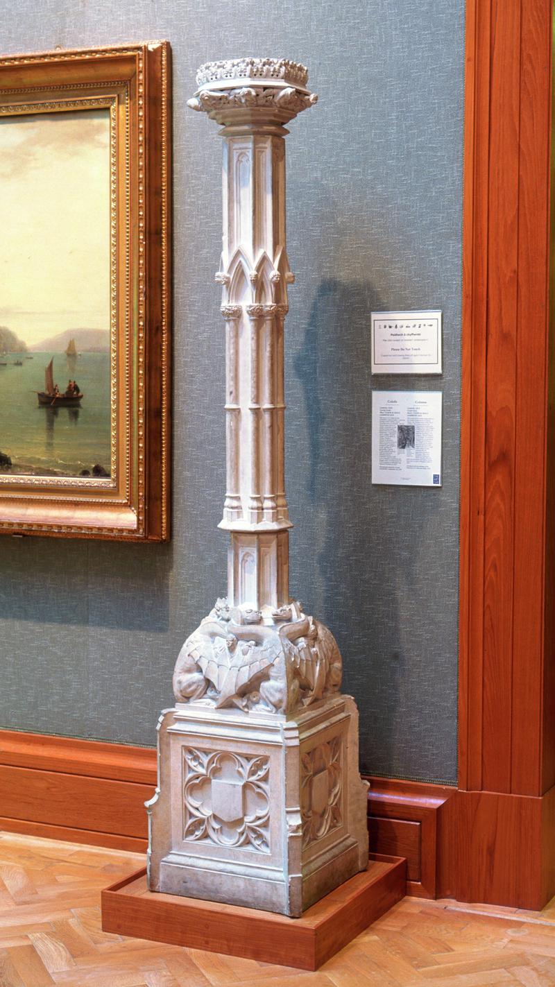 NMW A 30042, candle stand, coade stone, made by Coade &amp; Sealy, Lambeth, 1810, possibly designed by Thomas Hopper or Auguste Charles Pugin, 1809