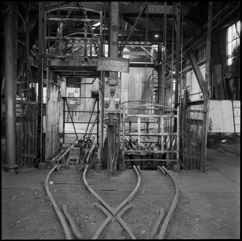 Black and white film negative showing pit top, Morlais Colliery, 12 November 1975.  &#039;Morlais 12 Nov 1975&#039; is transcribed from original negative bag.