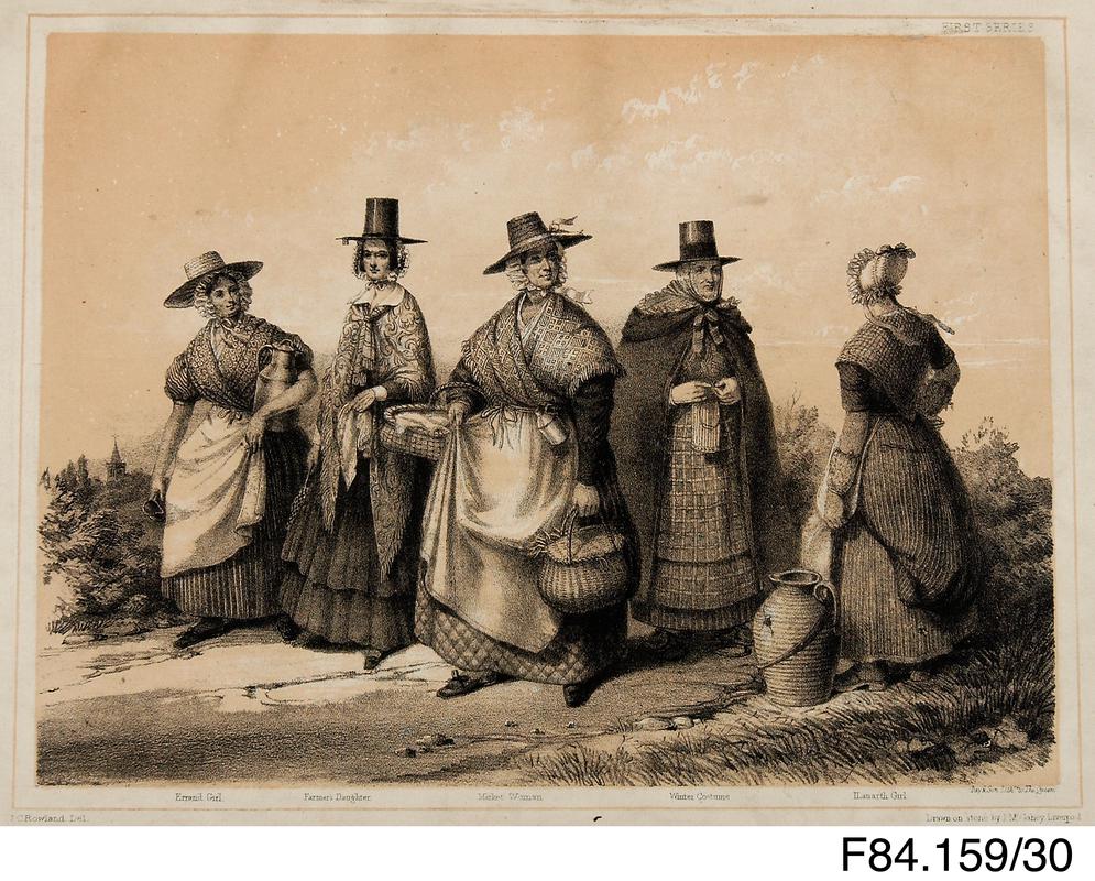 Lithograph.  Welsh Costumes