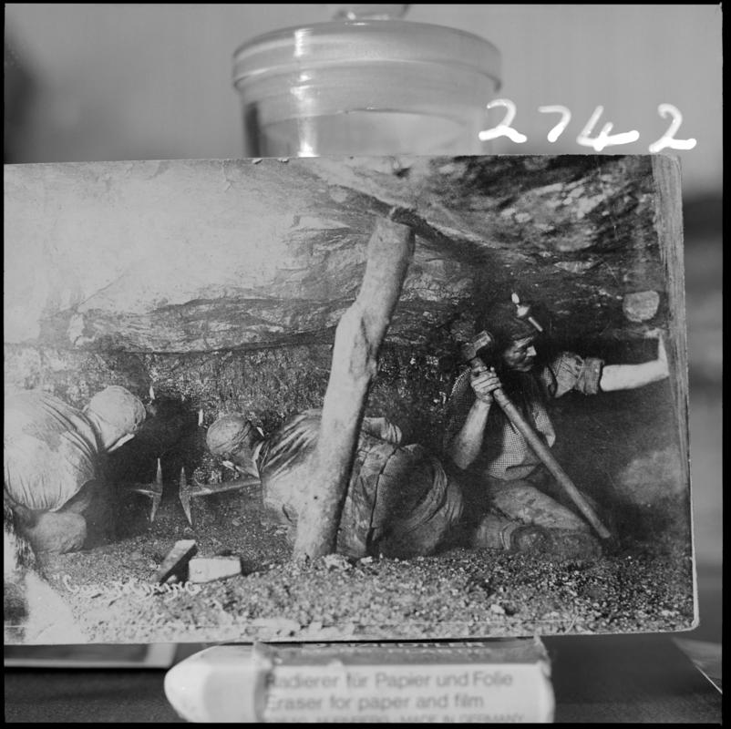 Black and white film negative of a photograph showing men at work, Rhondda Level c.1900.  &#039;Rhondda Level&#039; is transcribed from original negative bag.  Appears to be identical to 2009.3/2221.
