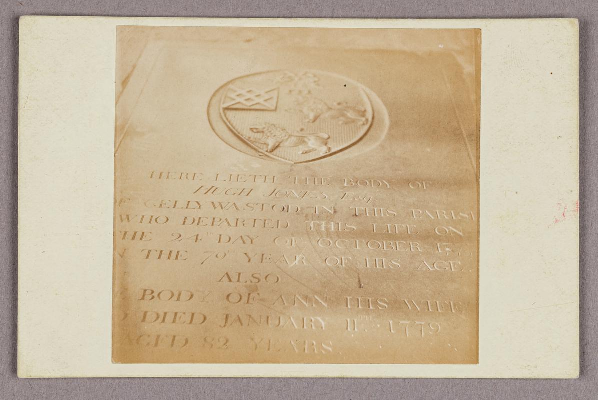 Photograph of the grave stone of Hugh Jones.